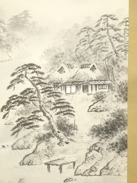 絹本古画 水墨山水画 掛け軸 骨董 古美術 野呂介石 浅峰山水図｜古美術・掛け軸の販売・買取・鑑定-松本松栄堂